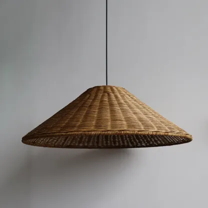 Southeast Asian Rattan Cone Pendant Light for Living Room Image - 9