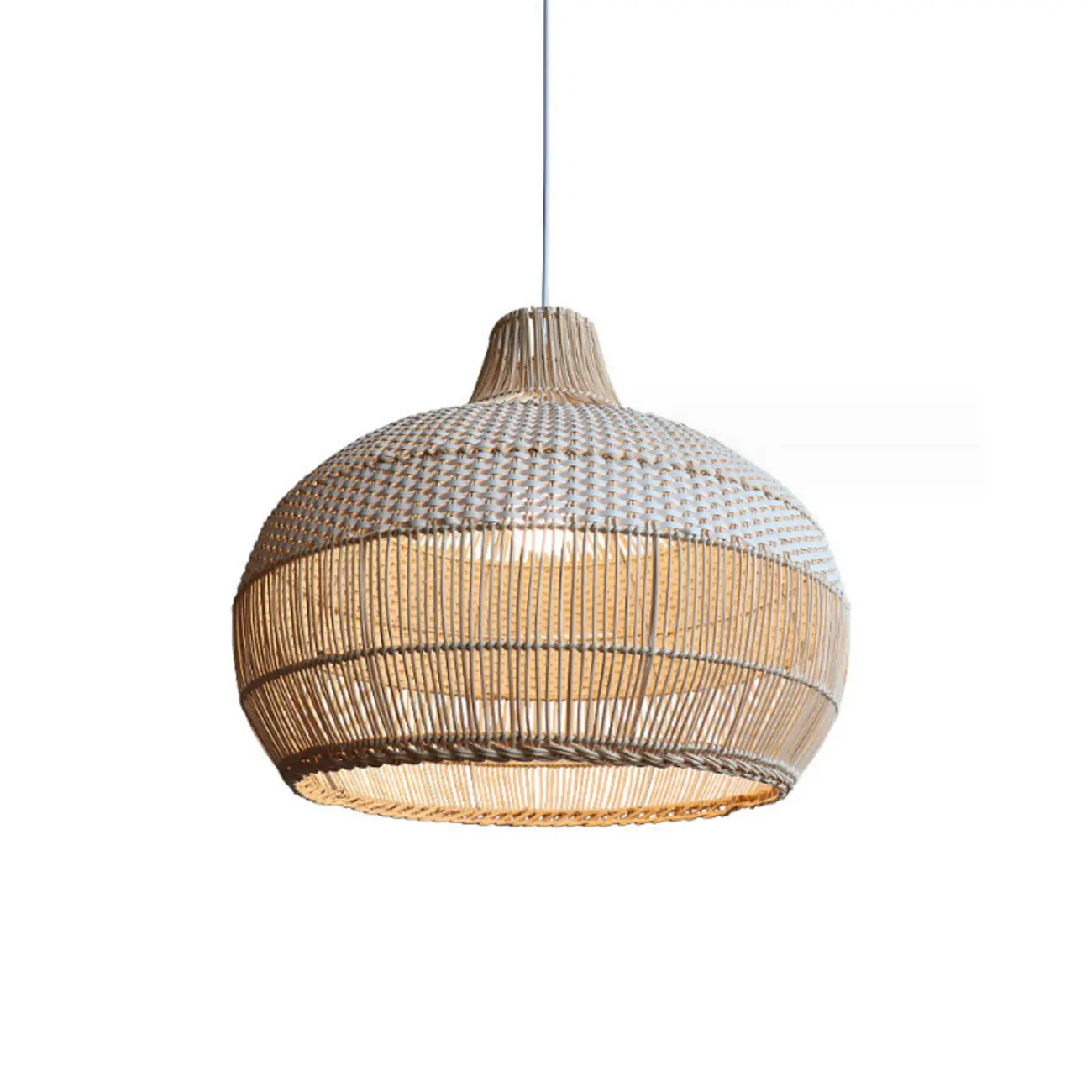 Wabi-Sabi Style Rattan Lantern LED Pendant Lamp for Living Room Image - 10 | homeyfad