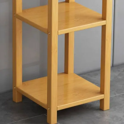 Simple Solid Wooden Nightstand with Drawers and Shelf Storage Image - 14