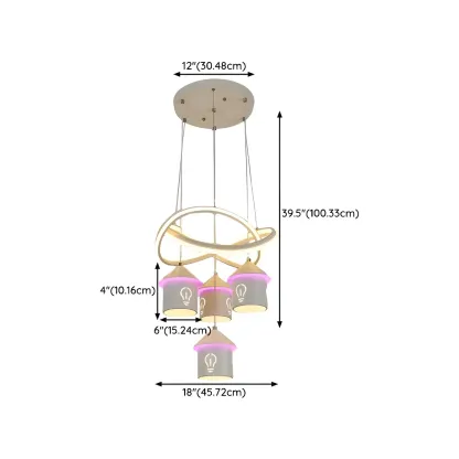 Modern 4-Light LED Chandelier with Unique House Design  Image - 22
