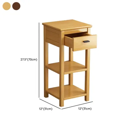 Simple Solid Wooden Nightstand with Drawers and Shelf Storage Image - 16