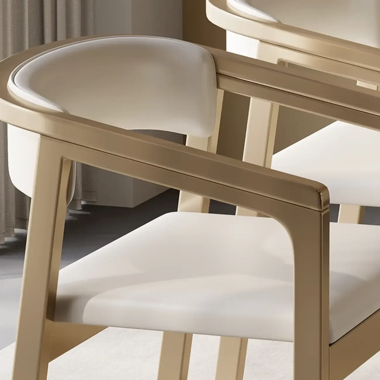 Modern Upholstered Metal Dining Arm Chair Image - 9