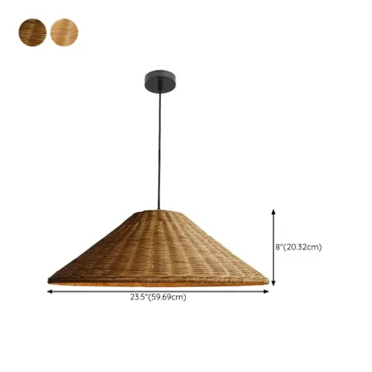 Southeast Asian Rattan Cone Pendant Light for Living Room Image - 12