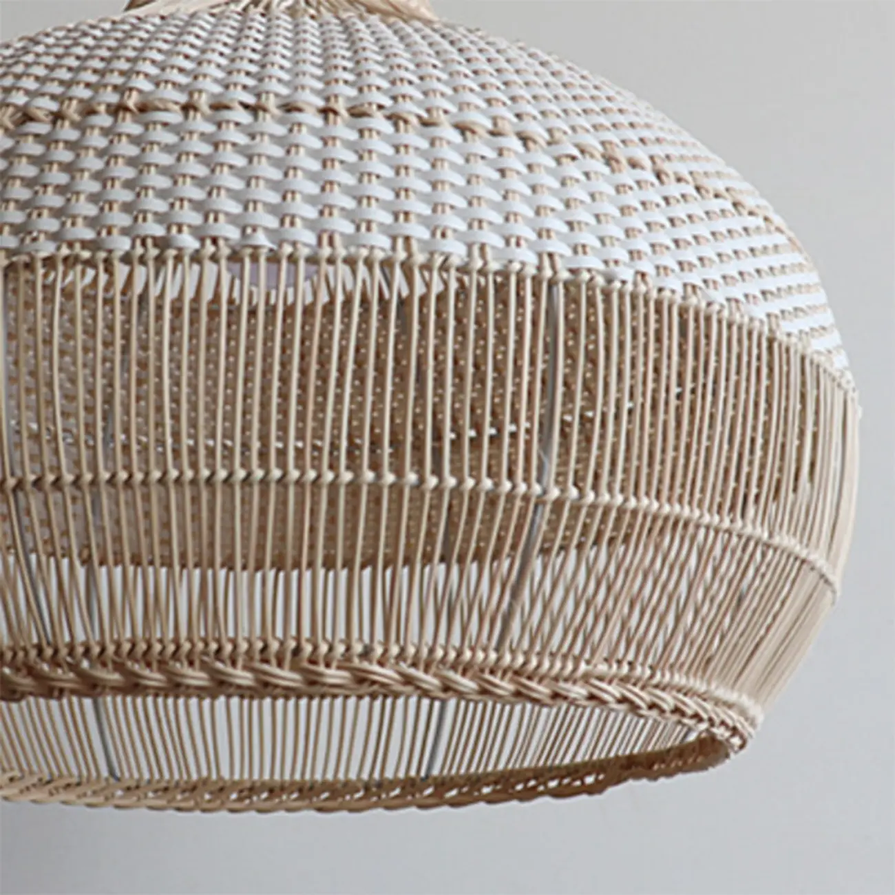 Wabi-Sabi Style Rattan Lantern LED Pendant Lamp for Living Room Image - 13 | homeyfad