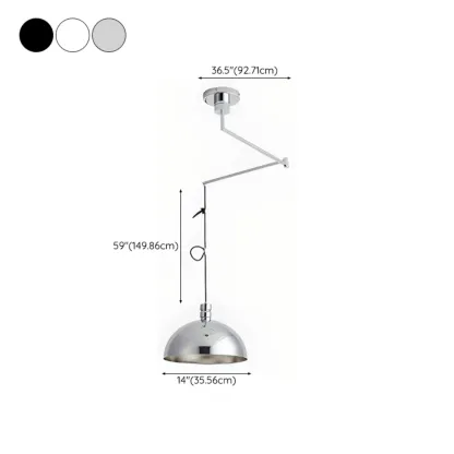 Minimalist White Half Bowl Pendant Lamp and Adjustable Metal Cord #size