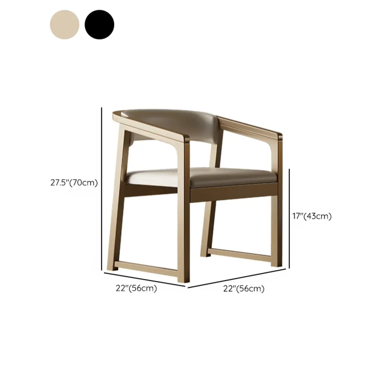 Modern Upholstered Metal Dining Arm Chair #size