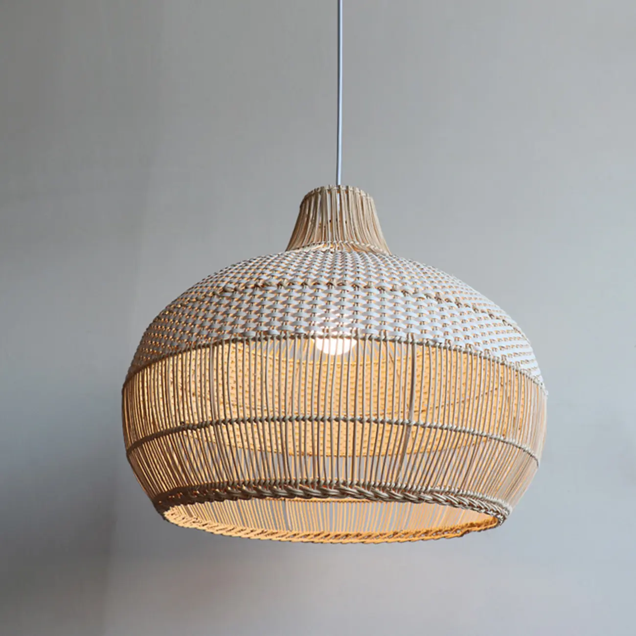 Wabi-Sabi Style Rattan Lantern LED Pendant Lamp for Living Room Image - 14 | homeyfad