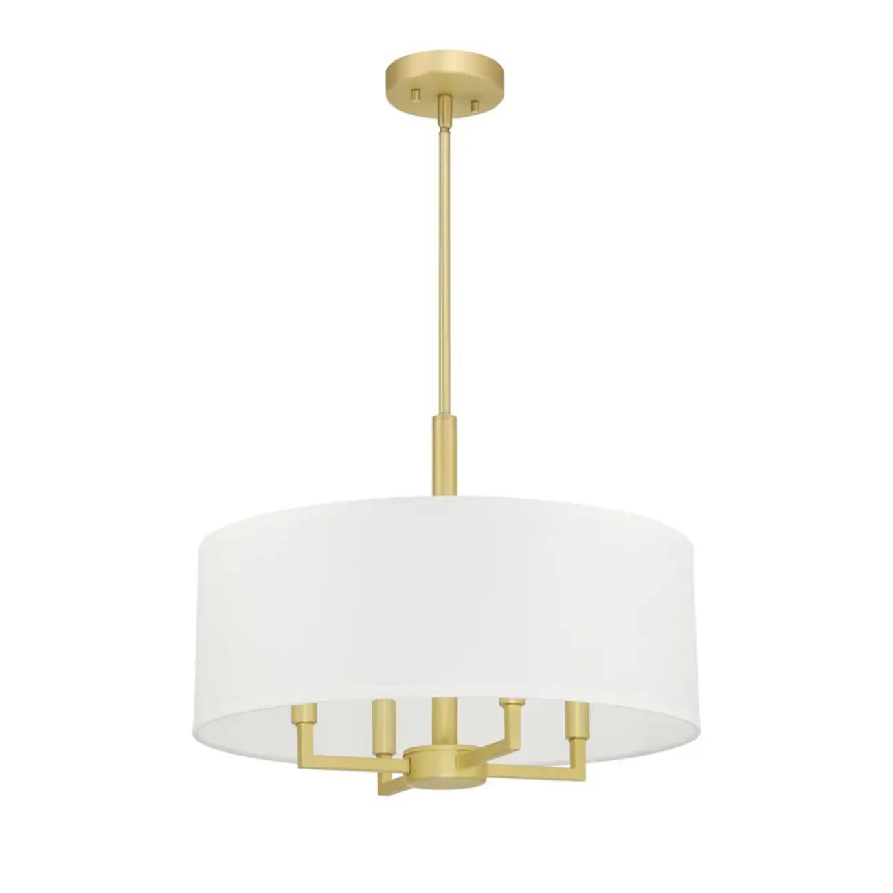 Modern Fabric Drum Chandeliers with Elegant Gold Finish Image - 4