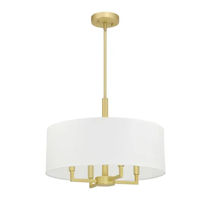 Modern Fabric Drum Chandeliers with Elegant Gold Finish Image - 4