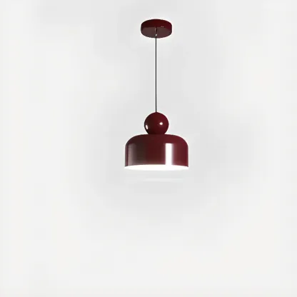 Modern Burgundy Rectangular LED Pendant Light for Living Room Image - 2
