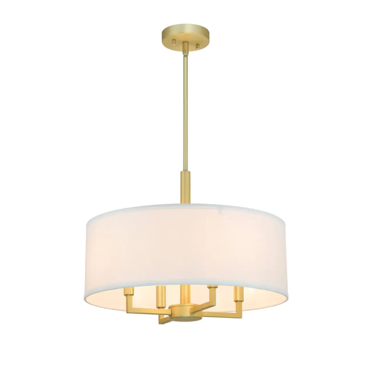 Modern Fabric Drum Chandeliers with Elegant Gold Finish Image - 5