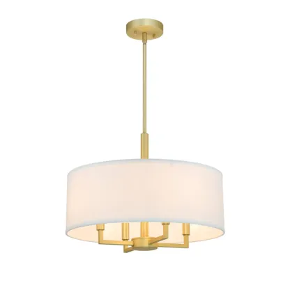 Modern Fabric Drum Chandeliers with Elegant Gold Finish Image - 5
