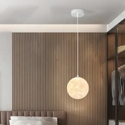 Dimmable 3D Moon Pendant Light for Modern Bedside Decor