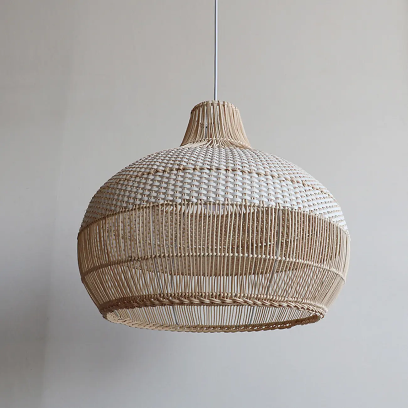 Wabi-Sabi Style Rattan Lantern LED Pendant Lamp for Living Room Image - 15 | homeyfad
