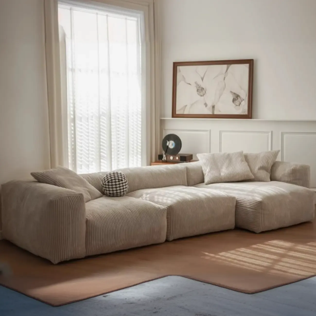 Scandinavian Living Room Reclining Sofa Chaise Lounge Loveseat with Pillow Image - 4