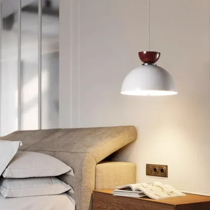 Modern Burgundy Rectangular LED Pendant Light for Living Room Image - 3