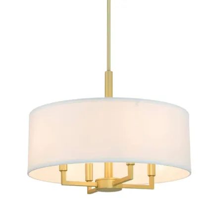 Modern Fabric Drum Chandeliers with Elegant Gold Finish Image - 7