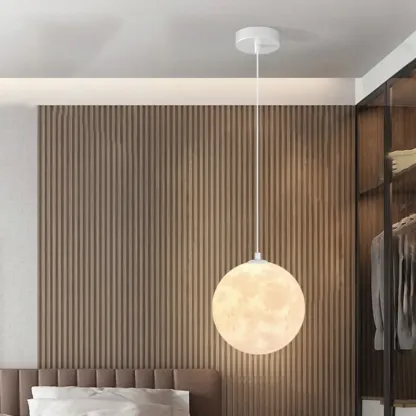 Dimmable 3D Moon Pendant Light for Modern Bedside Decor