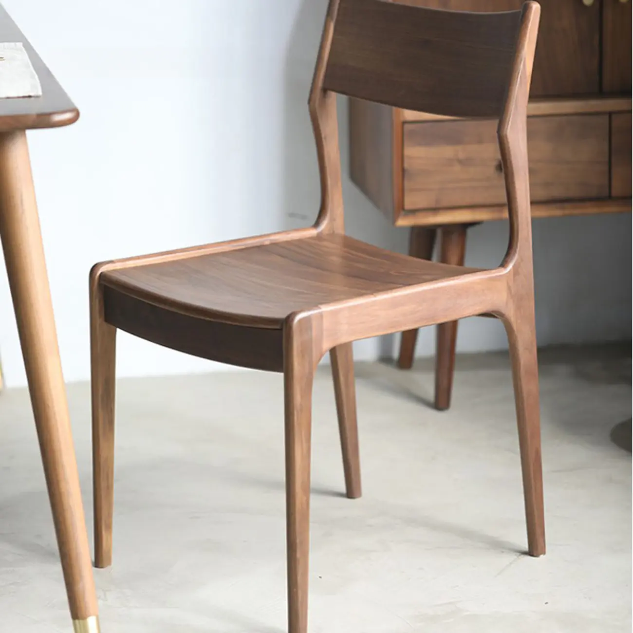 Contemporary Linen Upholstered Wood Side Chair with Airy Back Image - 2 | homeyfad