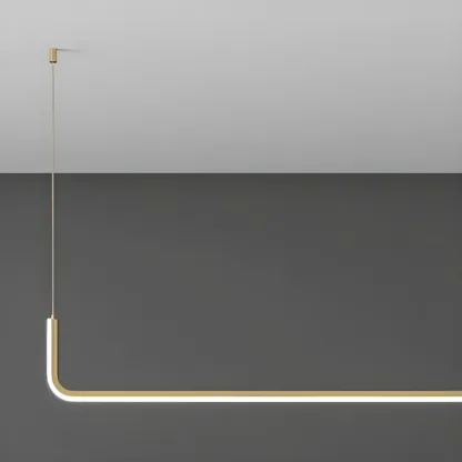 Simple Silica Gel Linear Island Pendant Light in Gold for Kitchen Image - 10