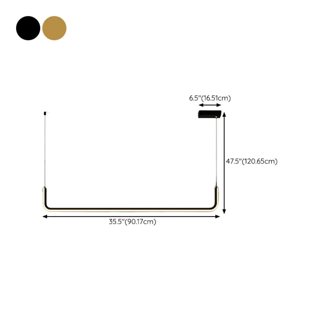 Simple Silica Gel Linear Island Pendant Light in Gold for Kitchen #size
