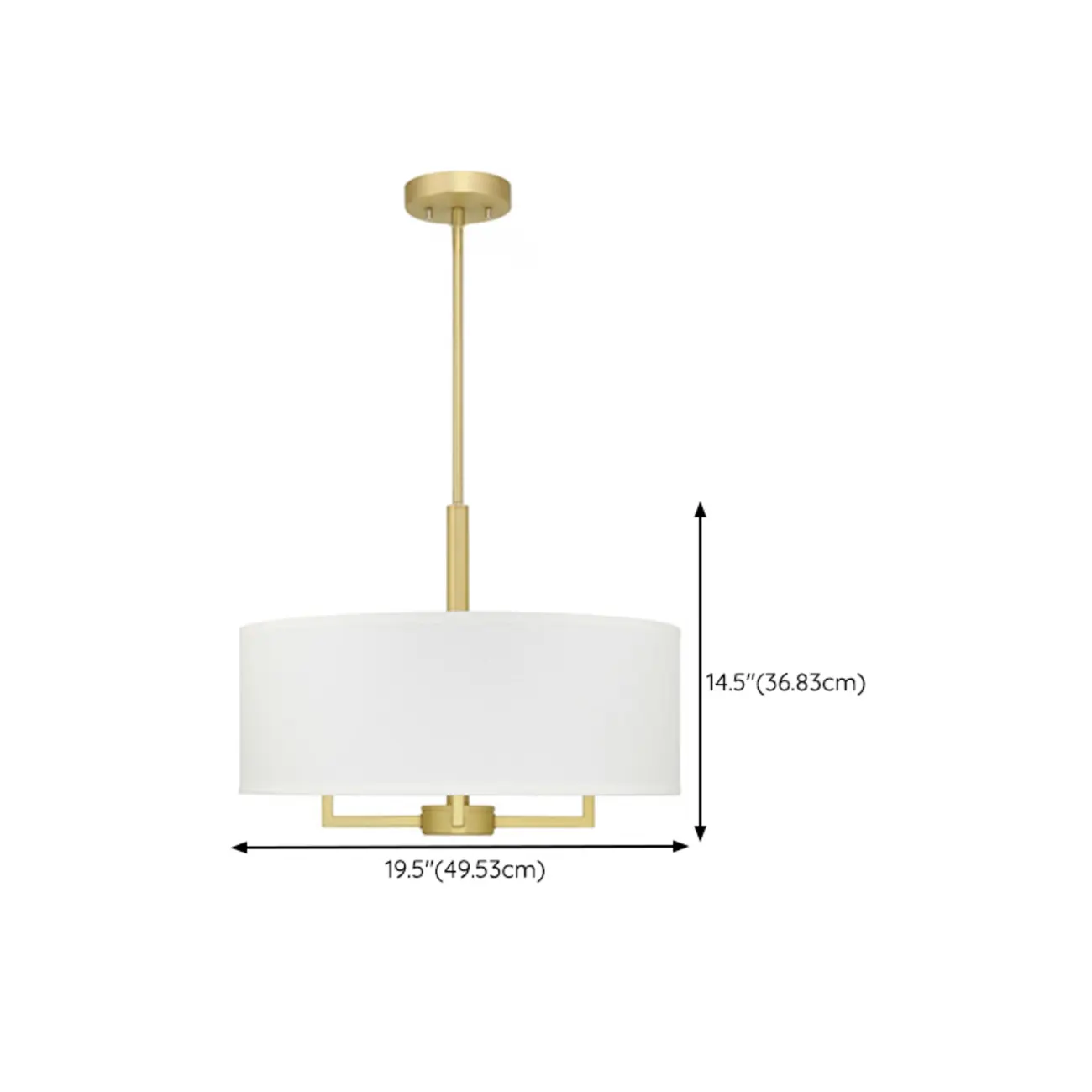 Modern Fabric Drum Chandeliers with Elegant Gold Finish #size