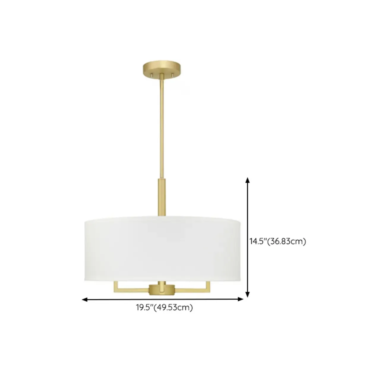 Modern Fabric Drum Chandeliers with Elegant Gold Finish #size