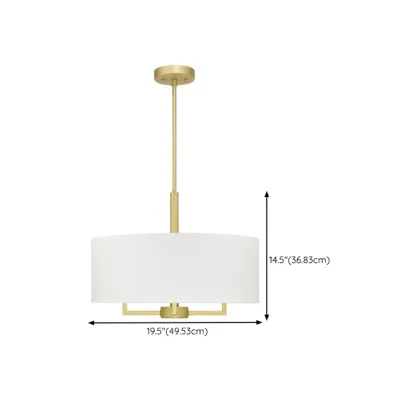 Modern Fabric Drum Chandeliers with Elegant Gold Finish #size