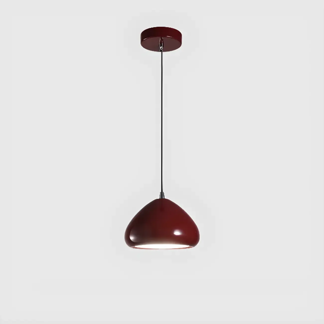 Modern Burgundy Rectangular LED Pendant Light for Living Room Image - 6