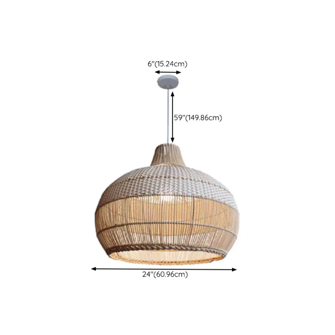 Wabi-Sabi Style Rattan Lantern LED Pendant Lamp for Living Room Image - 18 | homeyfad