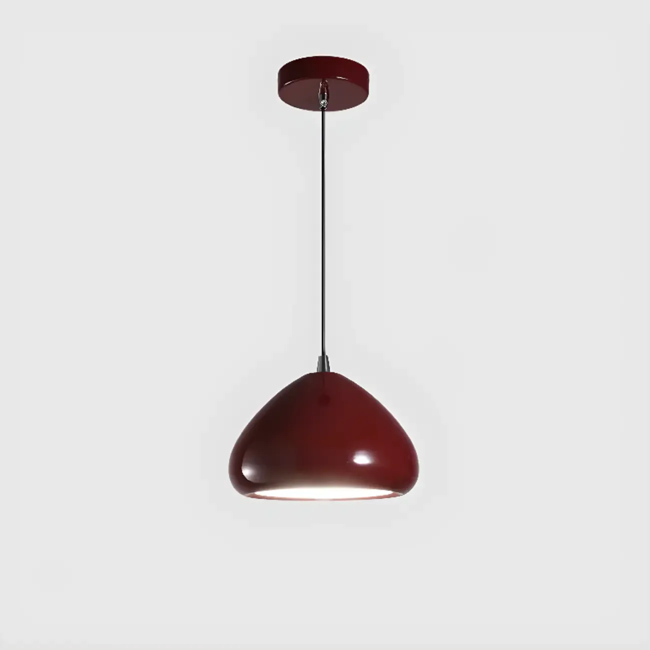 Modern Burgundy Rectangular LED Pendant Light for Living Room Image - 7