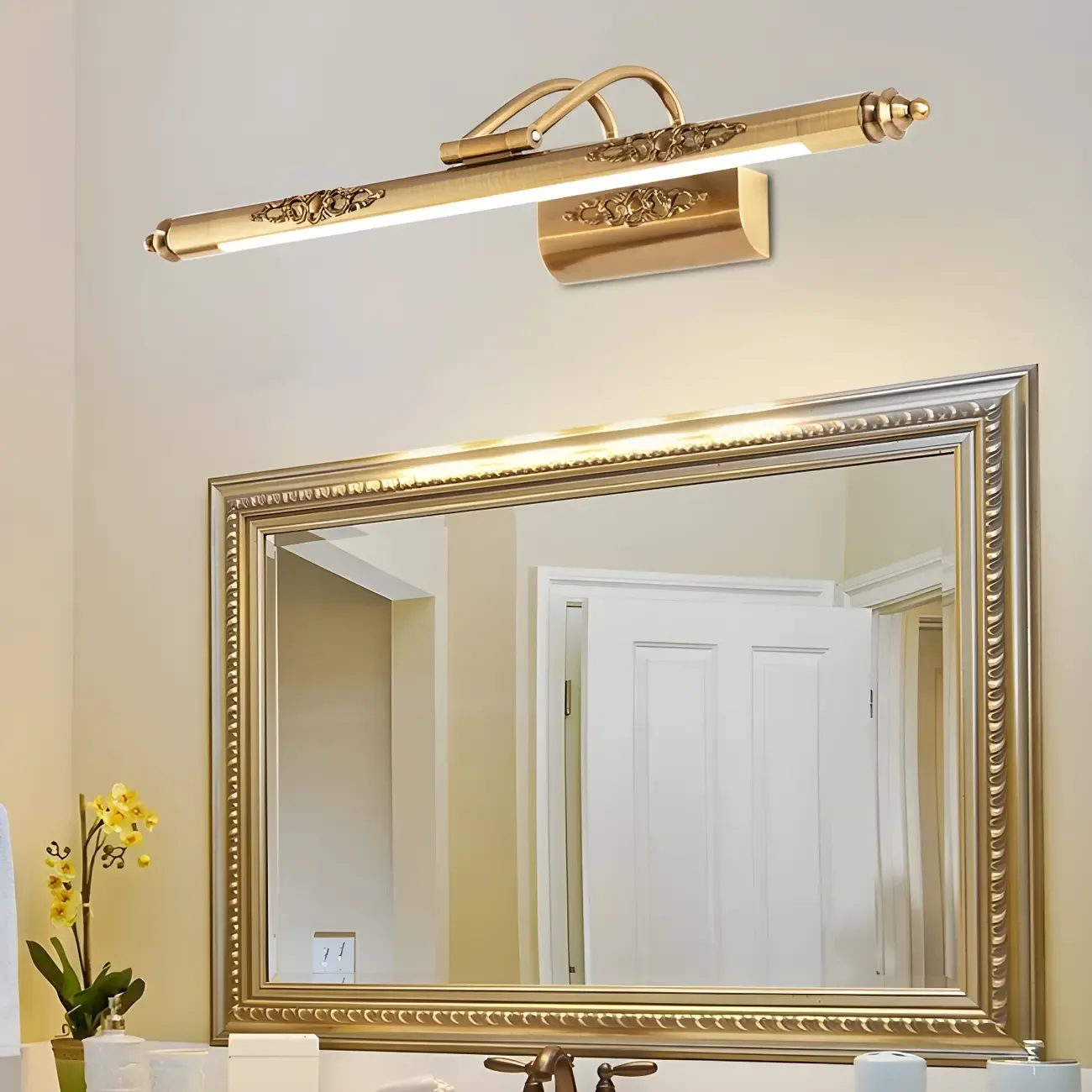 Gold Geometric LED Bathroom Vanity Mirror Lights | HomeyFad