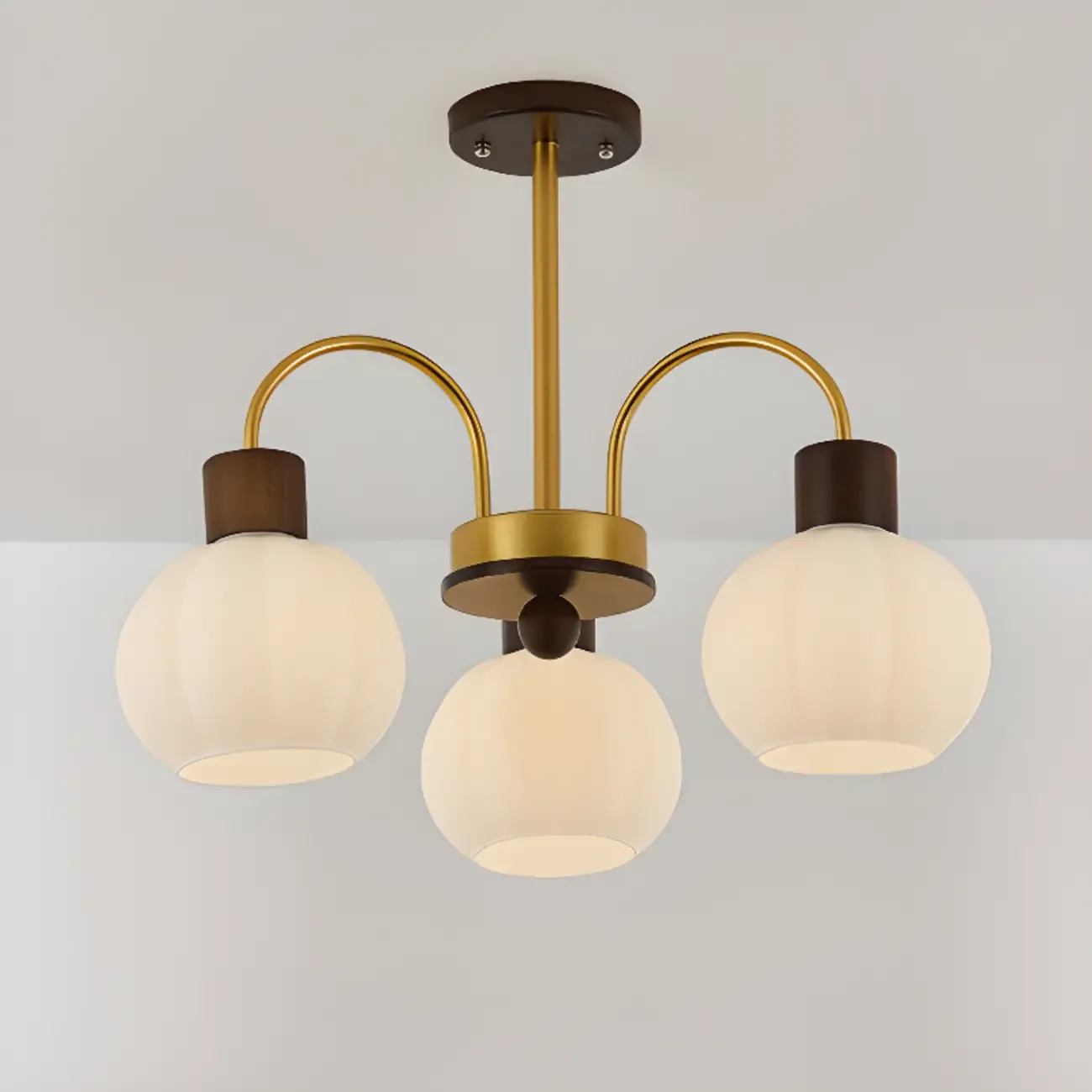 Modern Wood White Chandeliers with Glass Ball Shape  Image - 5