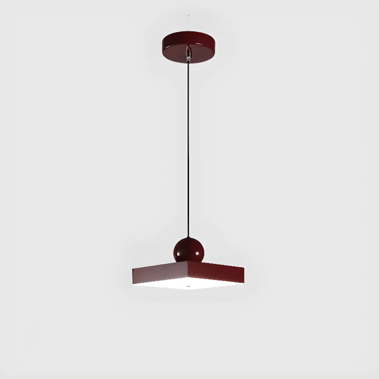 Modern Burgundy Rectangular LED Pendant Light for Living Room Image - 9 | homeyfad
