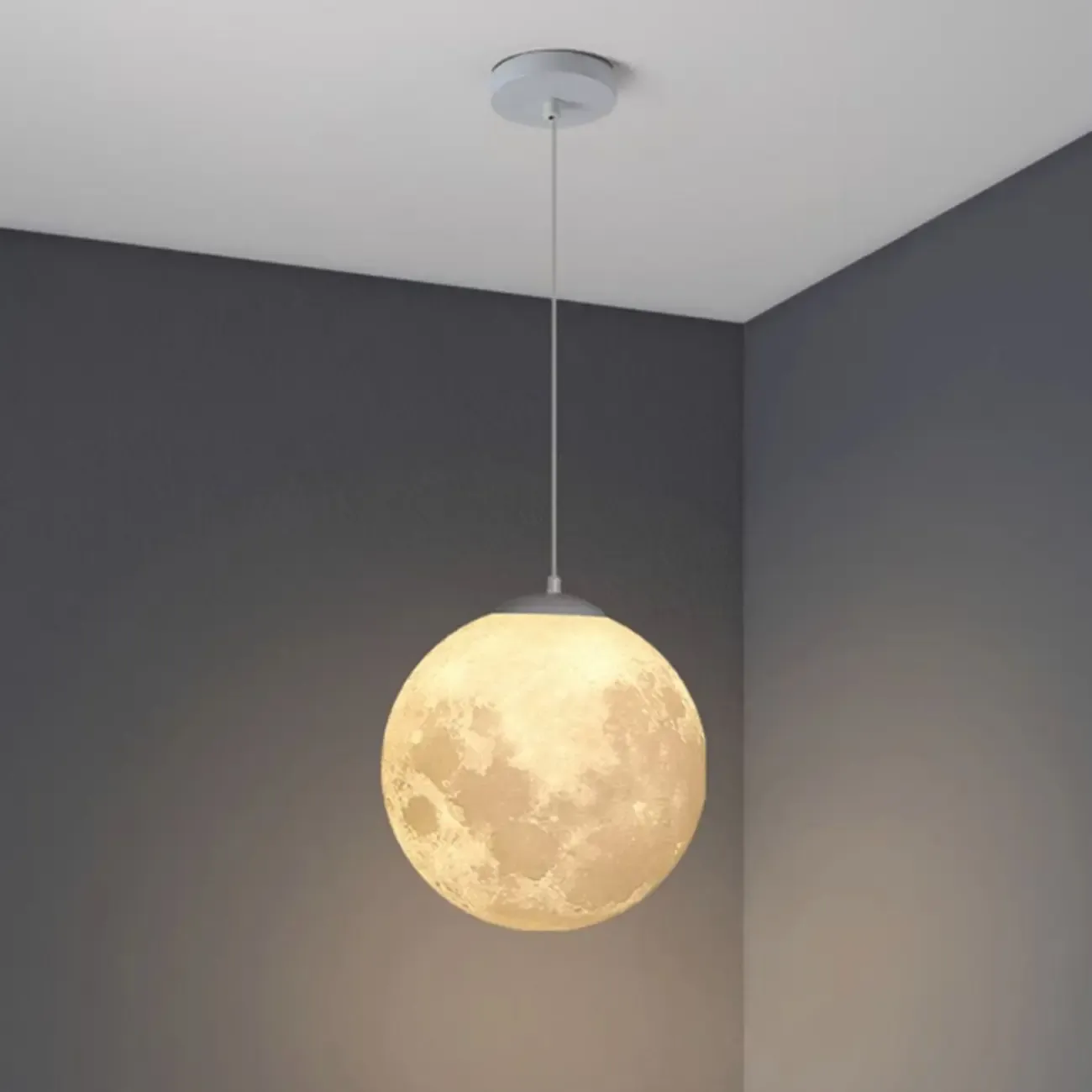 Dimmable 3D Moon Pendant Light for Modern Bedside Decor Image - 12