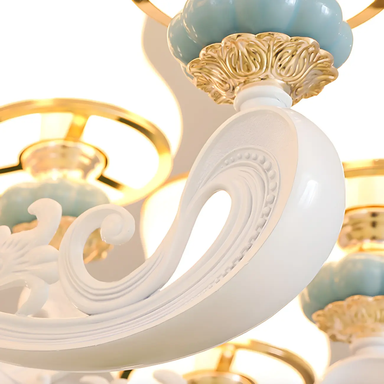 Vintage Elegant Adjustable Chandelier with Porcelain  Image - 4 | homeyfad