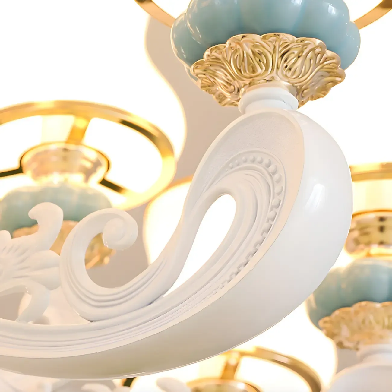 Vintage Elegant Adjustable Chandelier with Porcelain  Image - 4