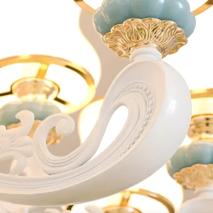 Vintage Elegant Adjustable Chandelier with Porcelain  Image - 4