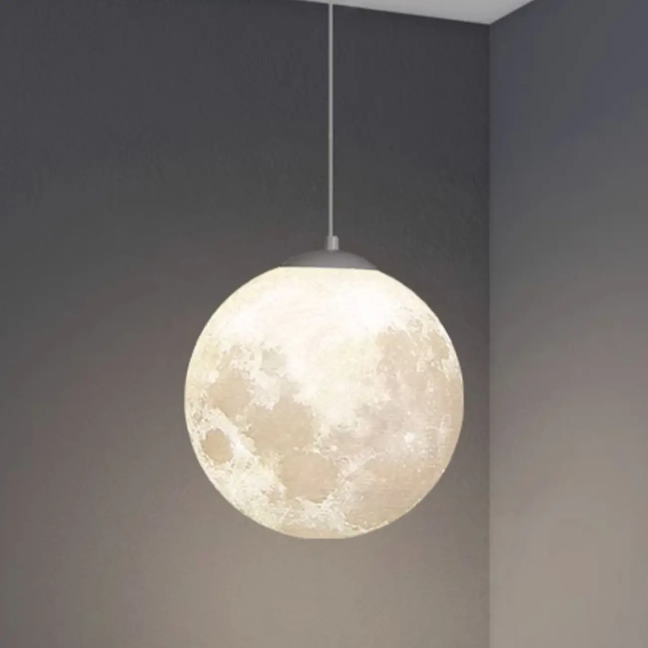 Dimmable 3D Moon Pendant Light for Modern Bedside Decor Image - 1 | homeyfad