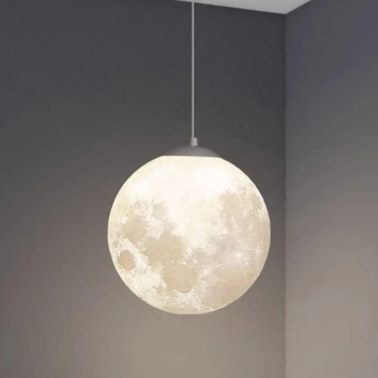 Dimmable 3D Moon Pendant Light for Modern Bedside Decor Image - 1
