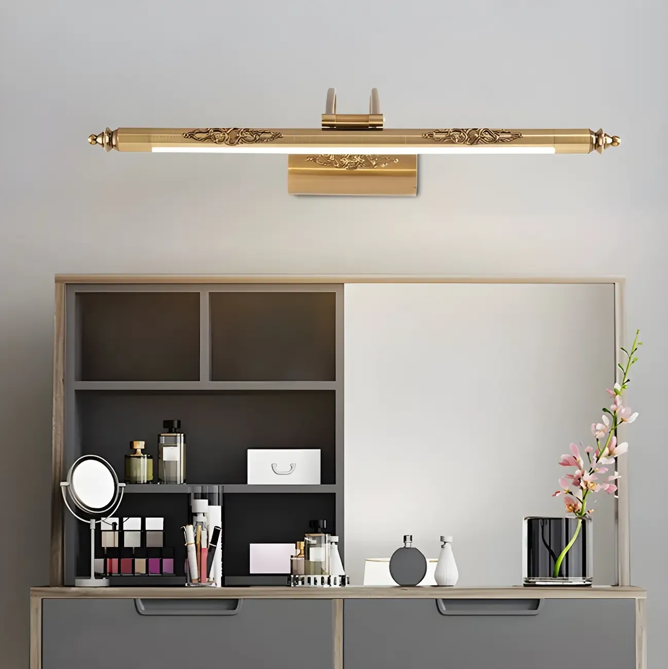 Gold Geometric LED Bathroom Vanity Mirror Lights Image - 3