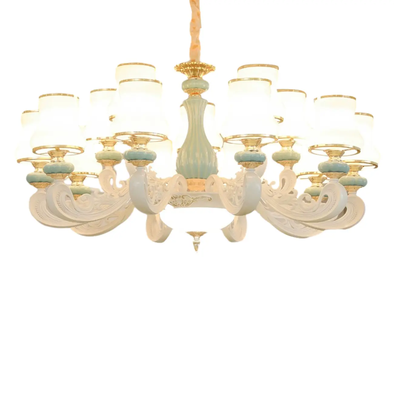 Vintage Elegant Adjustable Chandelier with Porcelain  Image - 5 | homeyfad