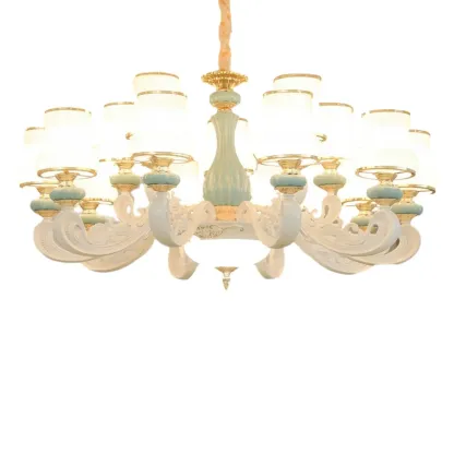 Vintage Elegant Adjustable Chandelier with Porcelain  Image - 5