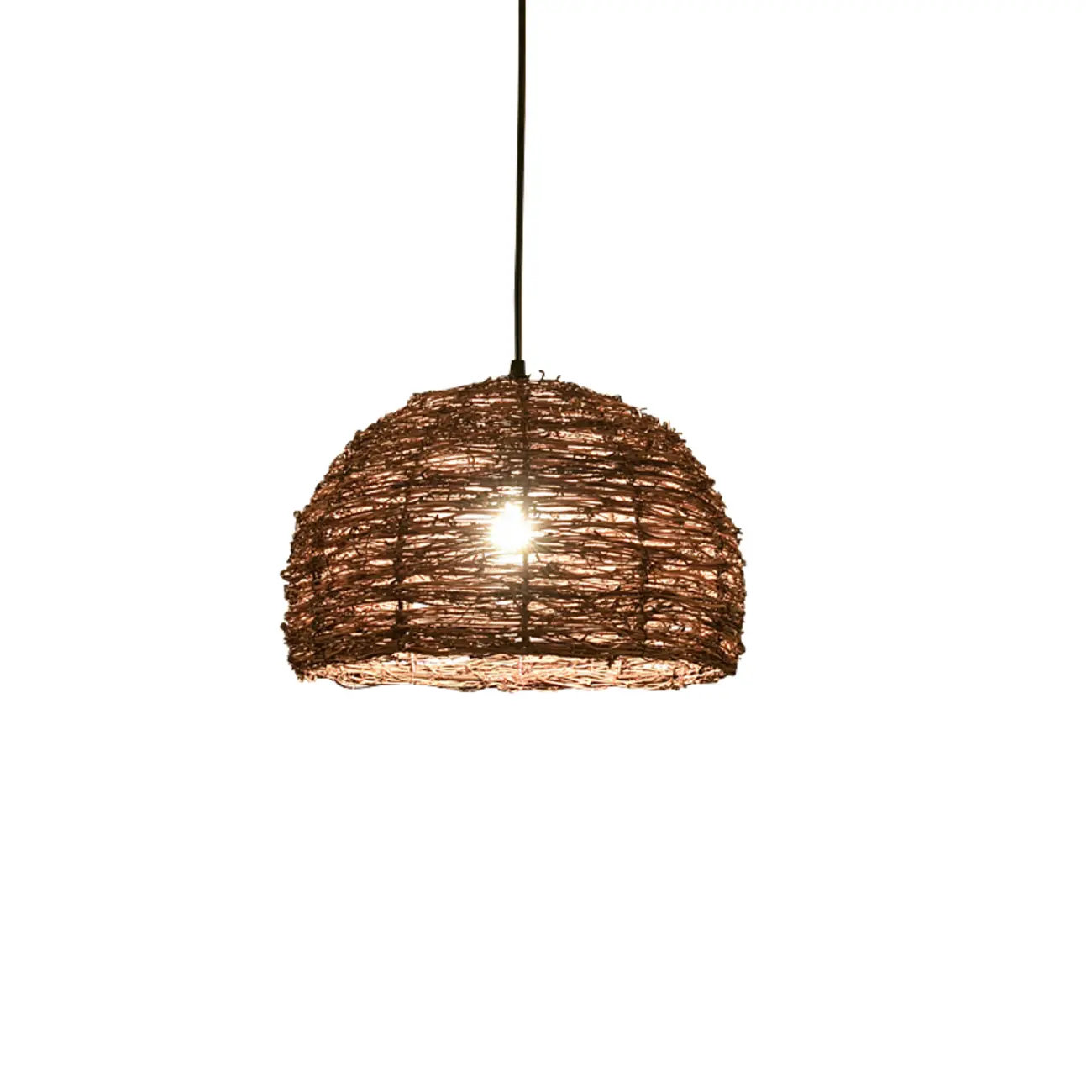Natural Wood Woven Bowl Pendant Lamp for Indoor Spaces Image - 2 | homeyfad