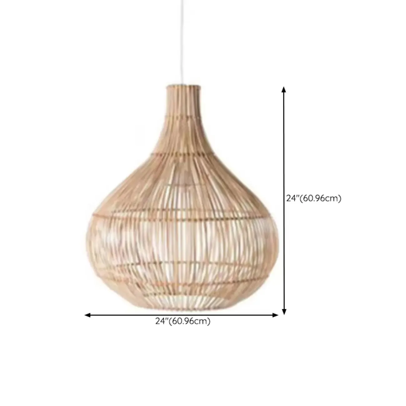 Wabi-Sabi Style Rattan Lantern LED Pendant Lamp for Living Room Image - 22