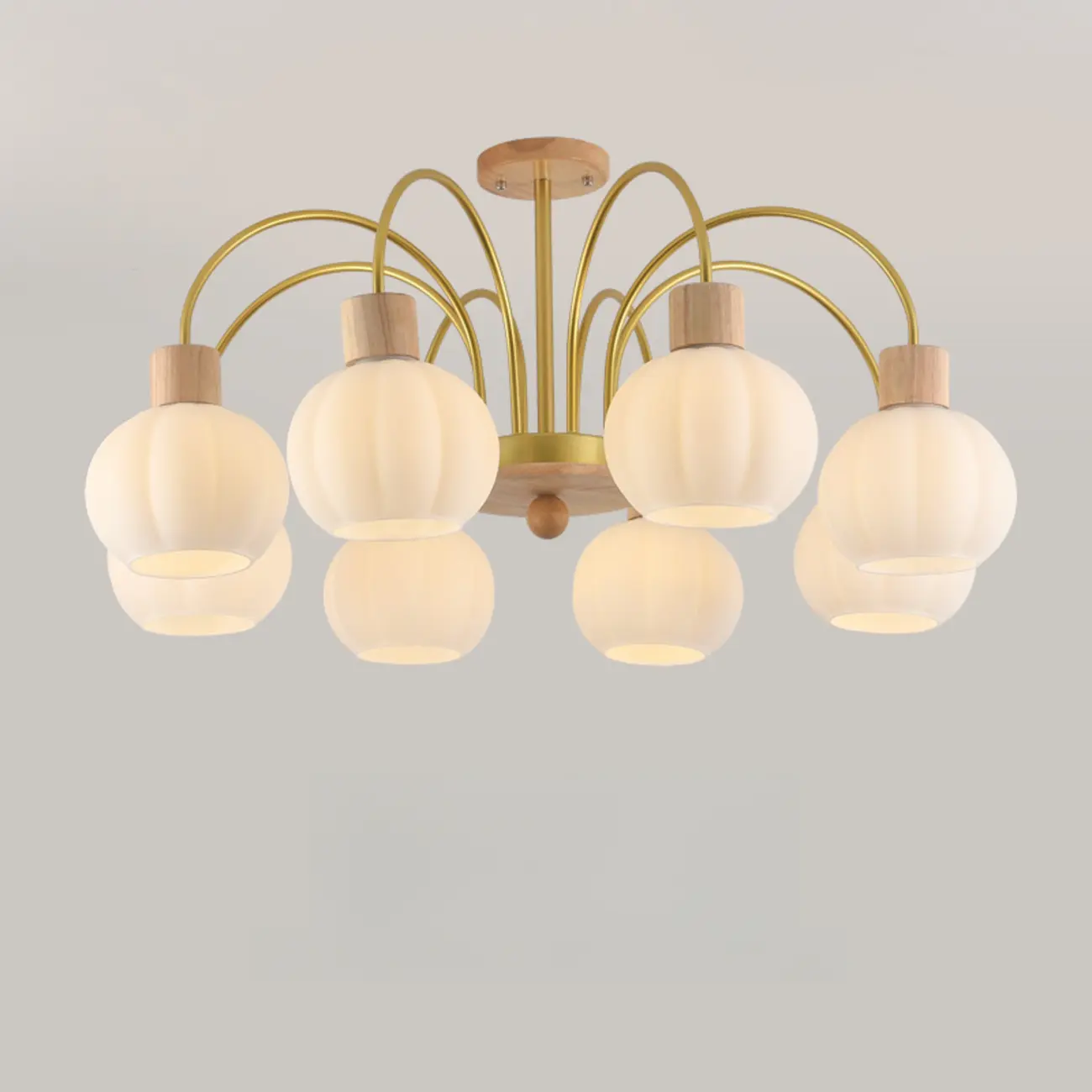 Modern Wood White Chandeliers with Glass Ball Shape  Image - 8 | homeyfad