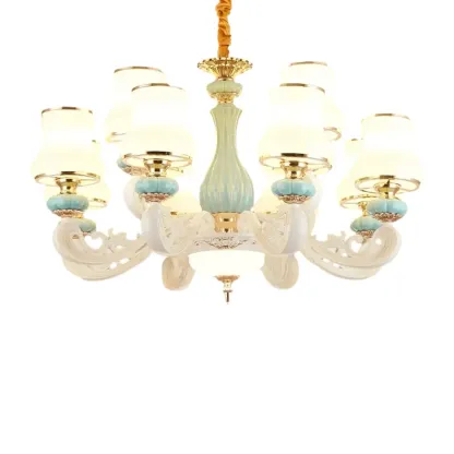 Vintage Elegant Adjustable Chandelier with Porcelain  Image - 6