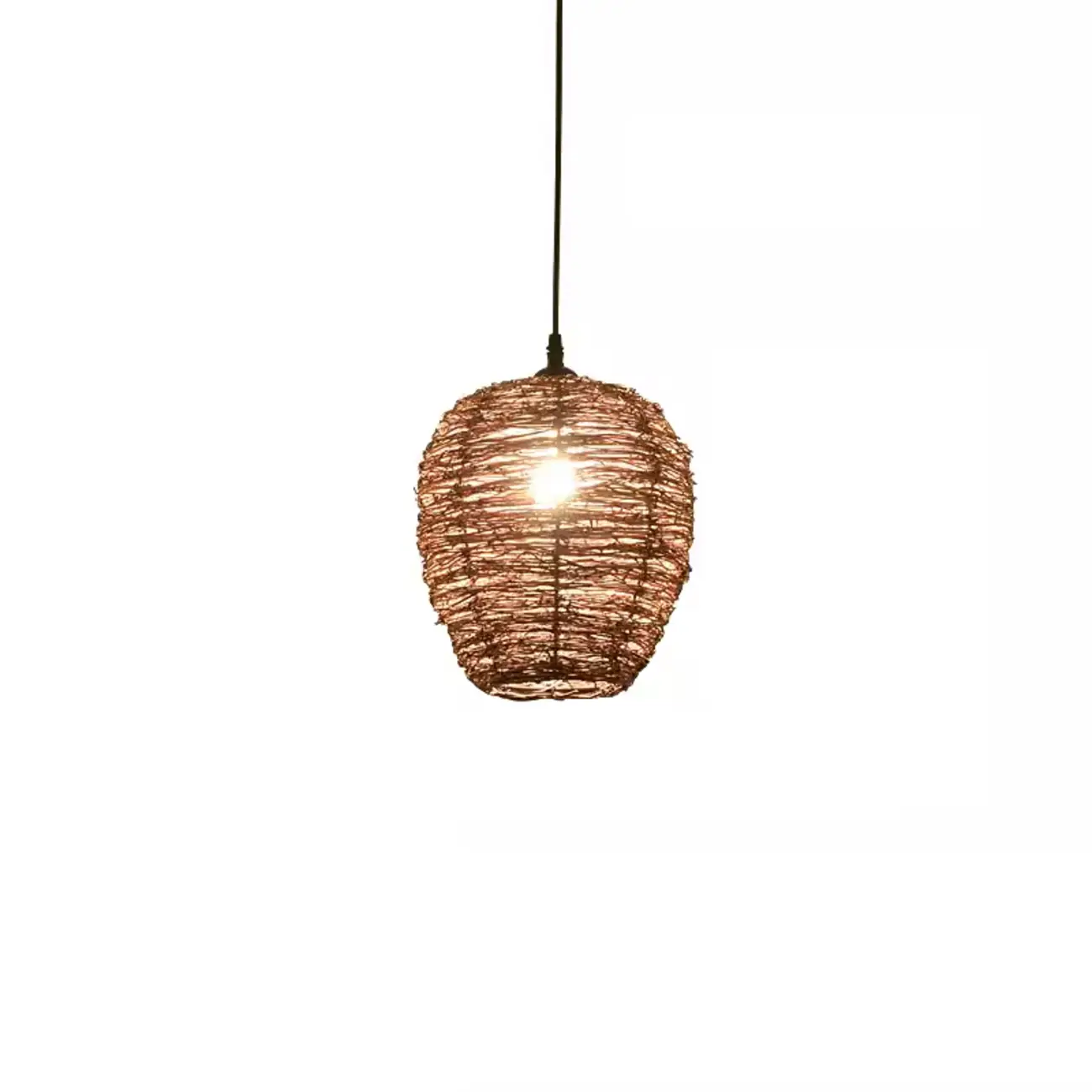 Natural Wood Woven Bowl Pendant Lamp for Indoor Spaces Image - 3 | homeyfad