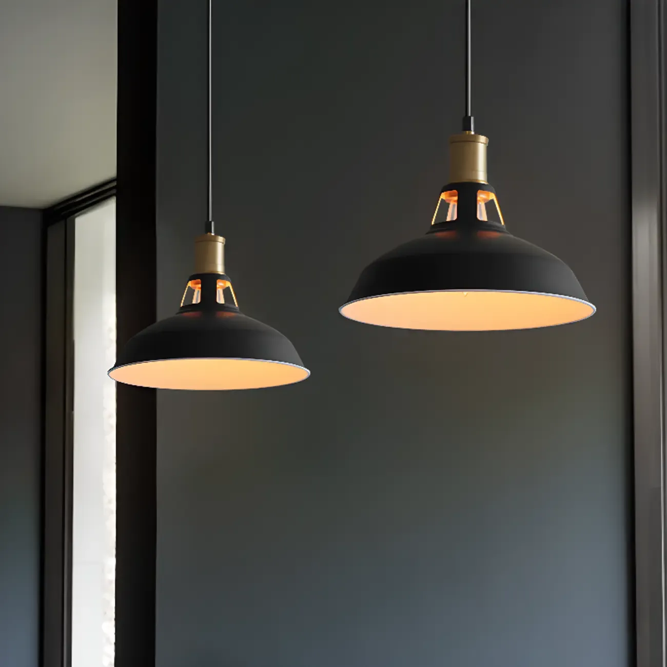 Industrial White Iron Dome Pendant Light for Living Room Image - 3