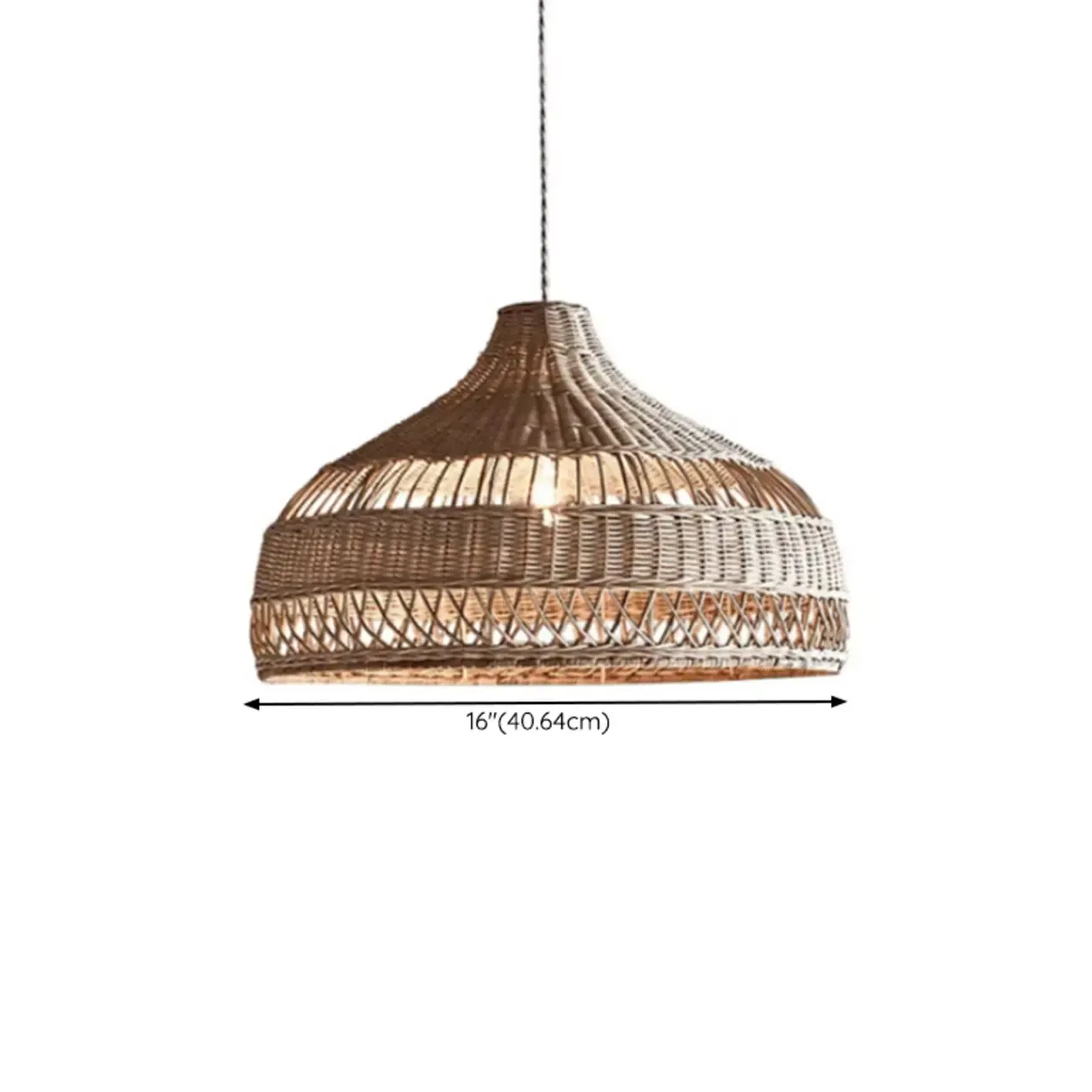 Wabi-Sabi Style Rattan Lantern LED Pendant Lamp for Living Room Image - 23